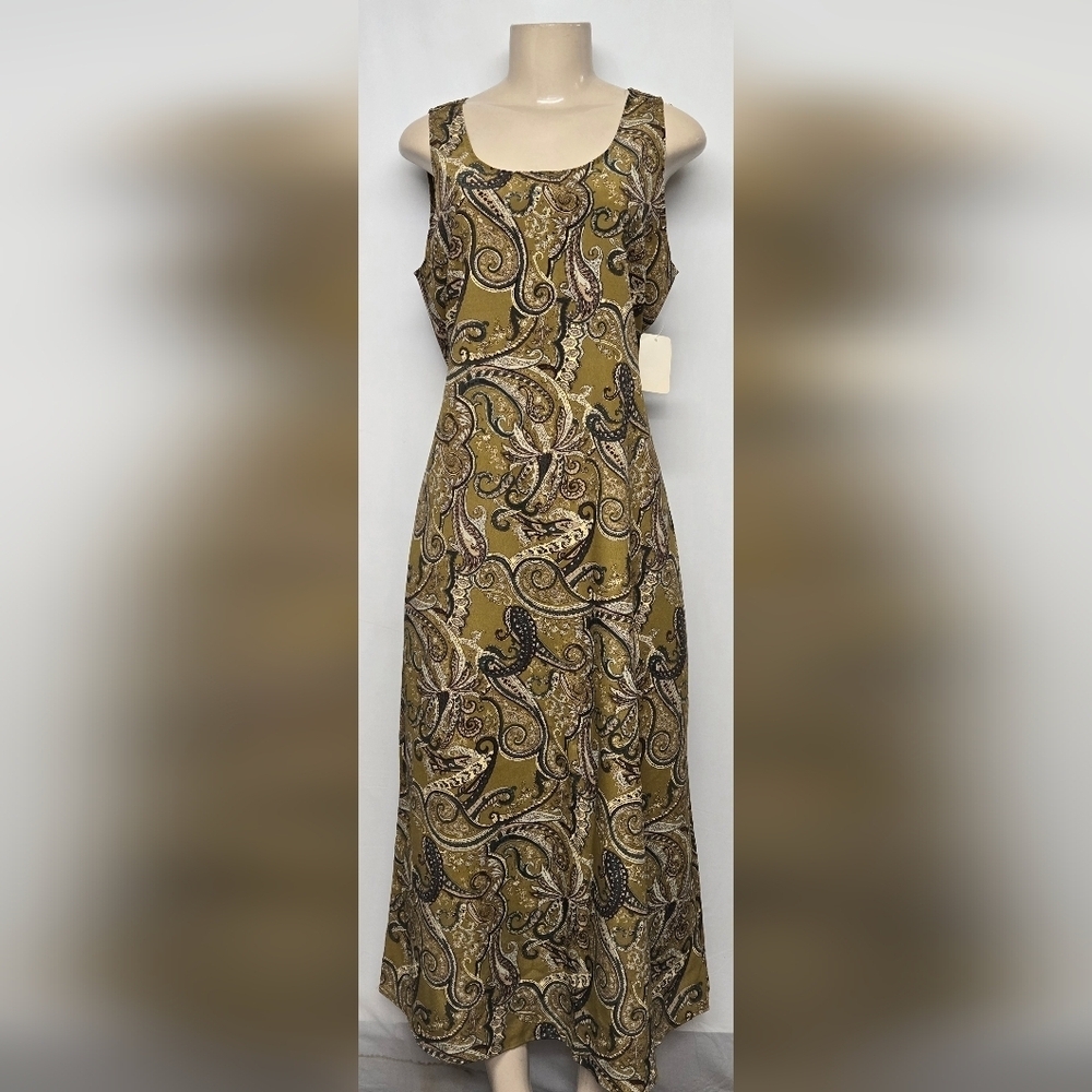 Fashion Gad XL Long Dress Lightweight Scoop Neck Sleeveless Tie Back Paisley - Picture 1 of 6